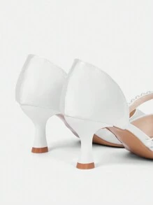 CUCCOO HITCHD 女士尖头复古刺绣时尚露跟高跟鞋 - 白色 - 查看 4