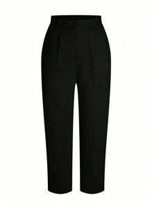 Calvaya 大码时尚纯色百搭休闲锥形西装裤 - 黑色 - 查看 6