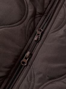 Manfinity Homme Men's Raglan Sleeve Contrast Color Quilted Padded Coat, Autumn/Winter - Coffee Brown - View 9