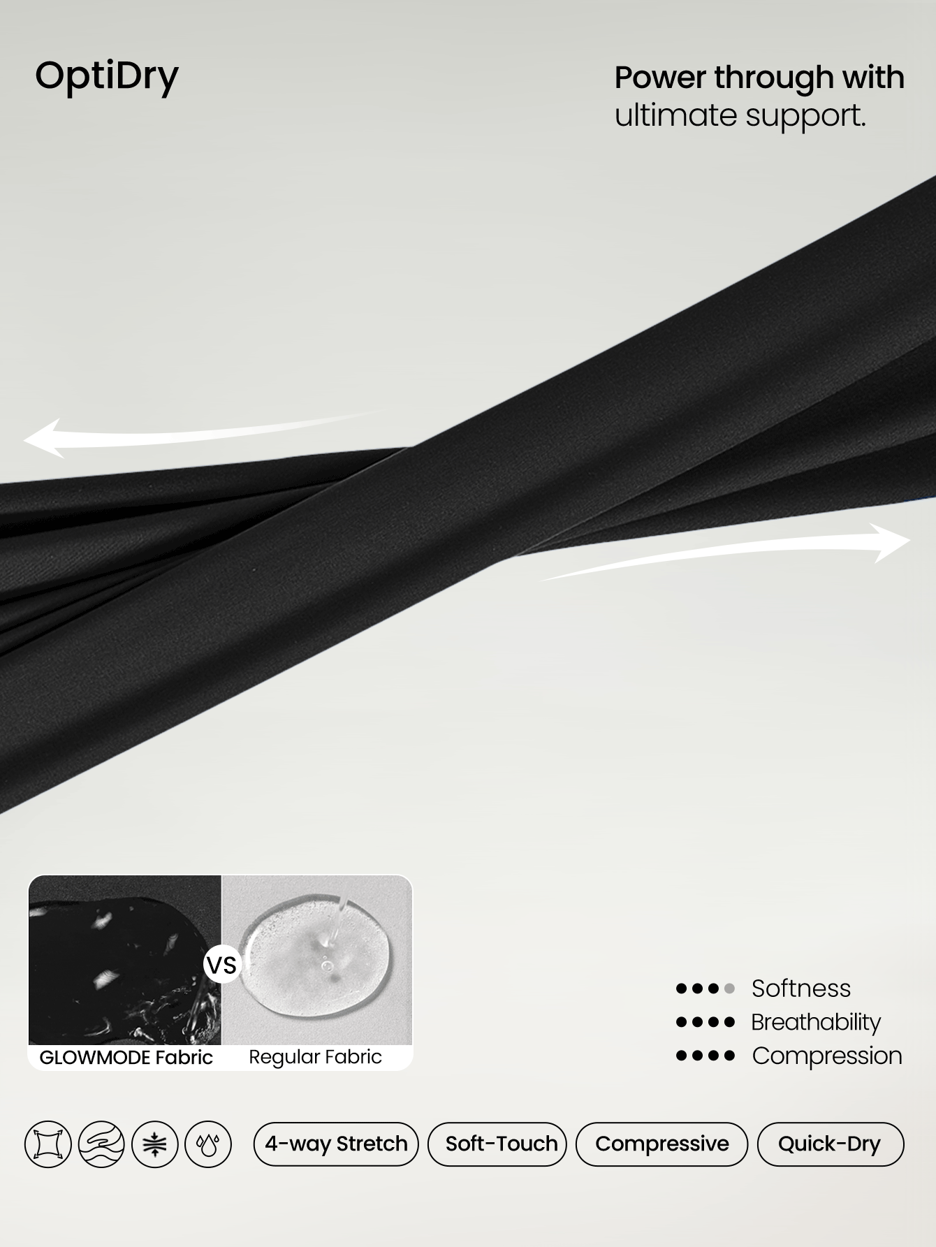 GLOWMODE 内置罩杯 高强度支撑 圆领 露背 可调节宽肩带 网眼布 运动胸罩 慢跑 跑步 训练 - 黑色 - 查看 6