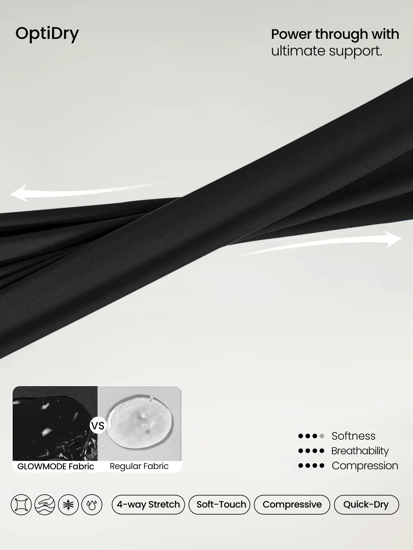 GLOWMODE 内置罩杯 高强度支撑 圆领 露背 可调节宽肩带 网眼布 运动胸罩 慢跑 跑步 训练 - 黑色 - 查看 6