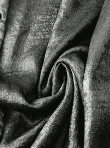 SHEIN LUNE Áo cánh tay dài cổ chữ V viền ren kim loại cỡ lớn - màu đen - Xem 5