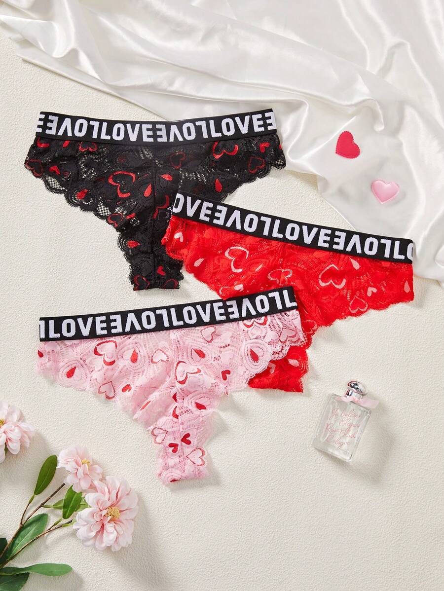 3 件装性感蕾丝舒适内裤 - 彩色 - 查看 1