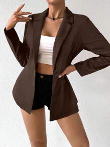 Chiquease Women's Solid Color Single Button Elegant Office Long Sleeve Blazer Fall Cloth For Women - Brown - View 5