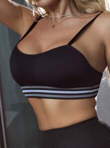 3pcs/Set Regular Solid Color Cami Spaghetti Strap Bra Set, Minimalist & Casual For Women