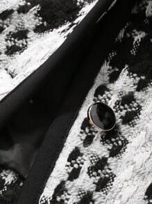 DAZY 1 pezzo Giacca semplice con tasche e maniche lunghe con laccio frontale per donna, abbigliamento casual quotidiano, cappotto a quadri per donna in autunno - Grigio - Visualizzare 9