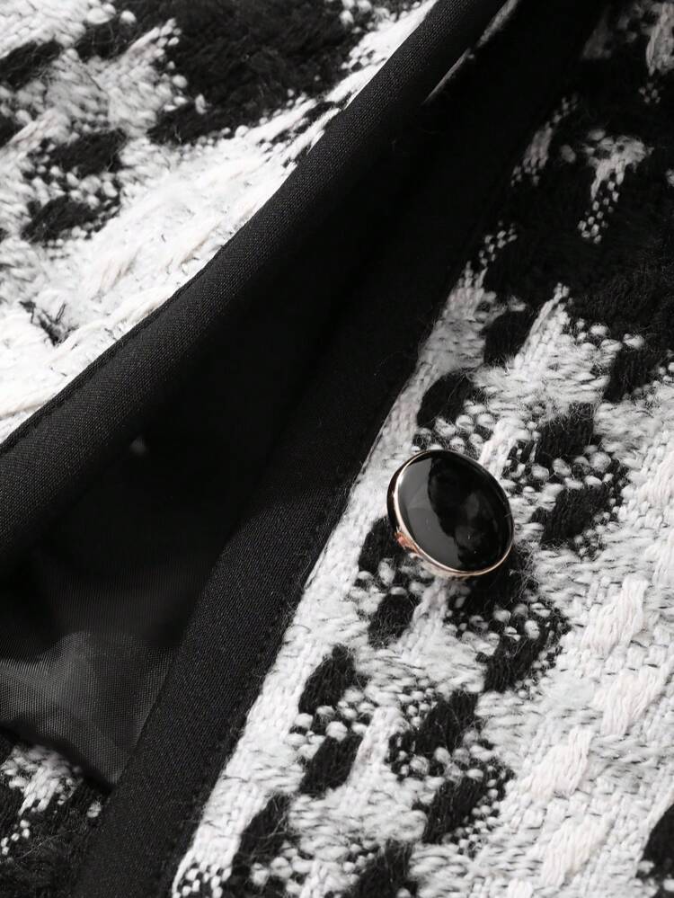 1 pieza Chaqueta sencilla con bolsillo y manga larga con lazo para mujer, uso casual diario, ropa de mujer a cuadros para otoño