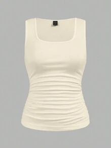 SHEIN LUNE 3pcs/Set Casual Solid Color Slim Fit Camisole Tank Top For Women, Suitable For Autumn And Summer