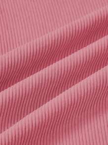 SHEIN Clasi Váy dài đến đầu gối dáng chữ A bằng vải nhung kẻ đơn giản, giản dị dành cho nữ có nút phía trước - Hồng - Xem 5