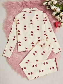2pcs Girls Cute Bear Print Long Sleeve Top And Pants Pajama Set, Casual Sleepwear - Apricot - View 2
