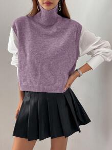 DAZY Gilet de pull col roulé de couleur unie pour femmes, thème de Noël, convient pour le printemps et l'automne