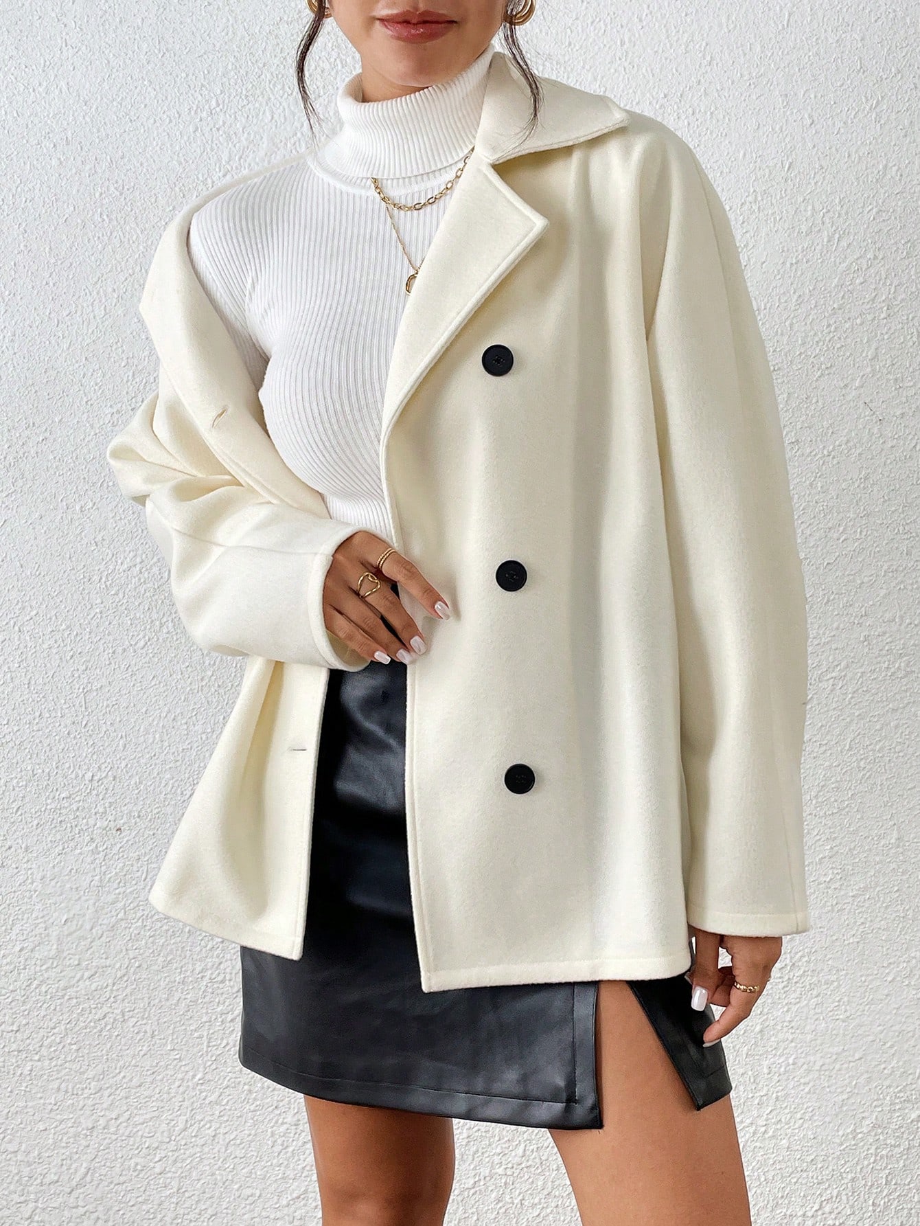 Chiquease معطف كاجوال بسيط للنساء بازرار أمامية وأ...