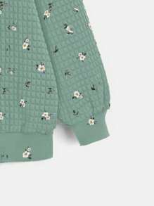 SHEIN LUNE Áo nỉ dệt kim tay dài họa tiết hoa cỡ lớn, giản dị tối giản, dành cho mùa thu/đông - Nhiều màu - Xem 6