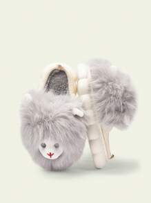 CUCCOO Quty Pantofole in peluche con motivo carino del leone, dalla suola spessa, ideali per Natale, Capodanno, autunno e inverno