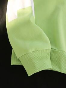 Manfinity VCAY Oversized Drop Shoulder Hooded Long Sleeve Sweatshirt, Suitable For Autumn & Winter Mint Green Going Out Letter Hoodie, For Friends, Husband, Boyfriend Gifts - Mint Green - View 6