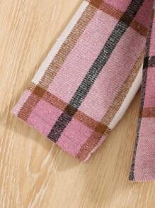 Áo khoác kẻ caro thời trang cho bé gái kèm quần yếm thường ngày, trang phục đơn giản cho - Hồng - Xem 3