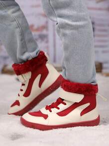 Toddler Boys' Winter Warm Casual High Top Thicken Lining Running Sports Shoes - Burgundy - View 5