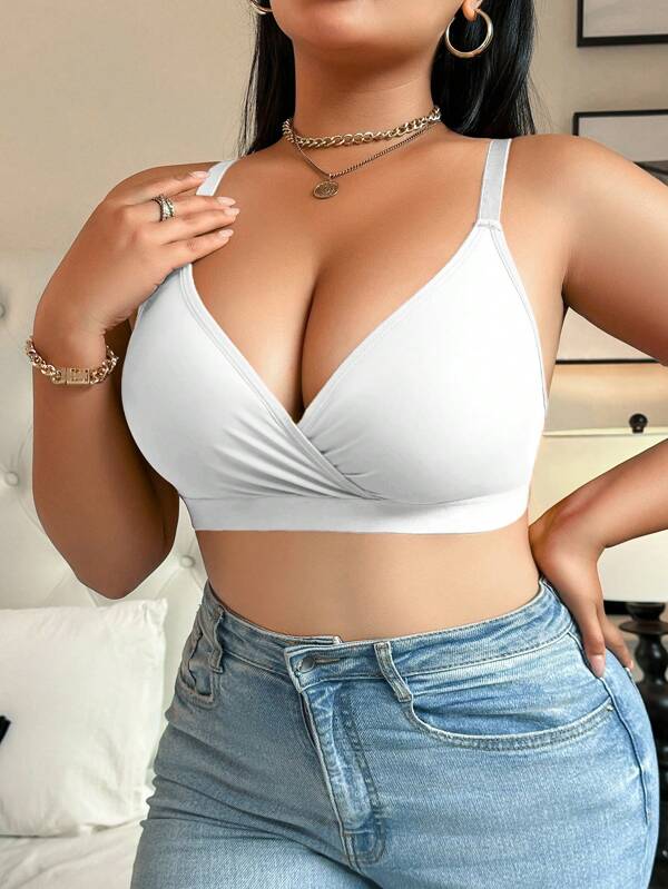 DesireSculpt 1pc Plus Size Wireless Non-Padded Bra