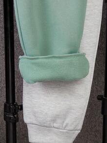 SHEIN 3 件套休闲宽松舒适运动美式字母印花针织运动裤套装，适合青少年上学、户外活动，也可作为礼物，适合秋冬季 - 藏蓝色 - 查看 5