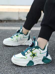 1 双儿童户外时尚 PU 皮革卡通旋转扣防滑耐磨户外休闲鞋，适合小女孩，适合宝宝 - 彩色 - 查看 1