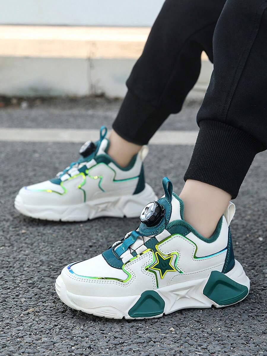 1 双儿童户外时尚 PU 皮革卡通旋转扣防滑耐磨户外休闲鞋，适合小女孩，适合宝宝 - 彩色 - 查看 1