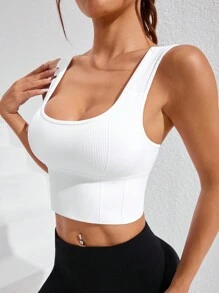 Gameset SHEIN Sport Women Square Neck Seamless Solid Cropped Sports Bra