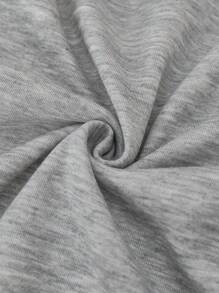 SHEIN LUNE Áo nỉ trùm đầu có dây rút lót nhiệt ấm áp mùa đông cho nữ - Màu Xám nhạt - Xem 5