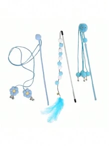 粉色猫咪爱好者和猫妈妈爱逗猫棒 3 件/套 带花朵图案、章鱼图案、丝带，适合猫咪爱好者和猫妈妈爱圣诞节作为节日礼物