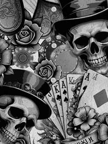 Manfinity Homme Áo sơ mi dài tay in họa tiết hoa đầu lâu thời trang giản dị dành cho nam - Xám - Xem 3