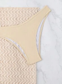 3pcs/Set Women's Padded Bikini Set With Cover-Up Mini Skirt, Sexy Beachwear Suit Summer