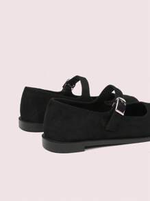 CUCCOO DOLLMOD 女士平底黑色圆头鞋 Tabi 分趾鞋 玛丽珍低跟校园风格 适合圣诞节和新年假期氛围 秋冬季 - 黑色 - 查看 4