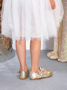 1 Pair Cute Baby Shoes, Comfortable Flat Shoes, Toddler Non-Slip Shoes Suitable For Outdoor Activities, Spring/Autumn - Gold - View 2