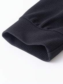 Manfinity Homme 2pcs Men's Autumn Letter Print Half-Placket Raglan Sleeve Sweatshirt & Sweatpants Casual Set - Black - View 3