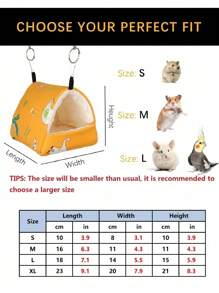 1PC Cartoon Printed Warm Fleece Triangular Sleeping Nest For Parrots Hamsters Chinchillas Squirrels Autumn Winter Pet Bed - Yellow - View 2