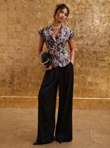 COSMINA Women's Fashion Splatter Print Wide Strap Jacket For Autumn - Multicolor - View 3