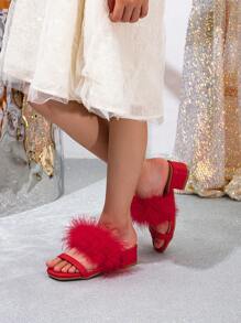 1 双时尚、百搭、奢华的女童高跟凉鞋 - 紅色 - 查看 6