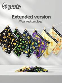 6pcs Men's Fruit Print Fashion Boxer Briefs - Multicolor - View 1