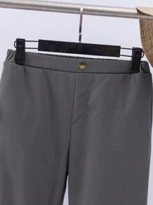 SHEIN Leap Crew Tween Boys' Blended Fleece All-Match Versatile Suit Pants, Suitable For Spring And Autumn Seasons - Grey - View 3