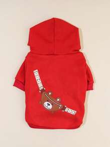 PETSIN 1pc Bear Graphic Print Kangaroo Pouch Sweatshirt