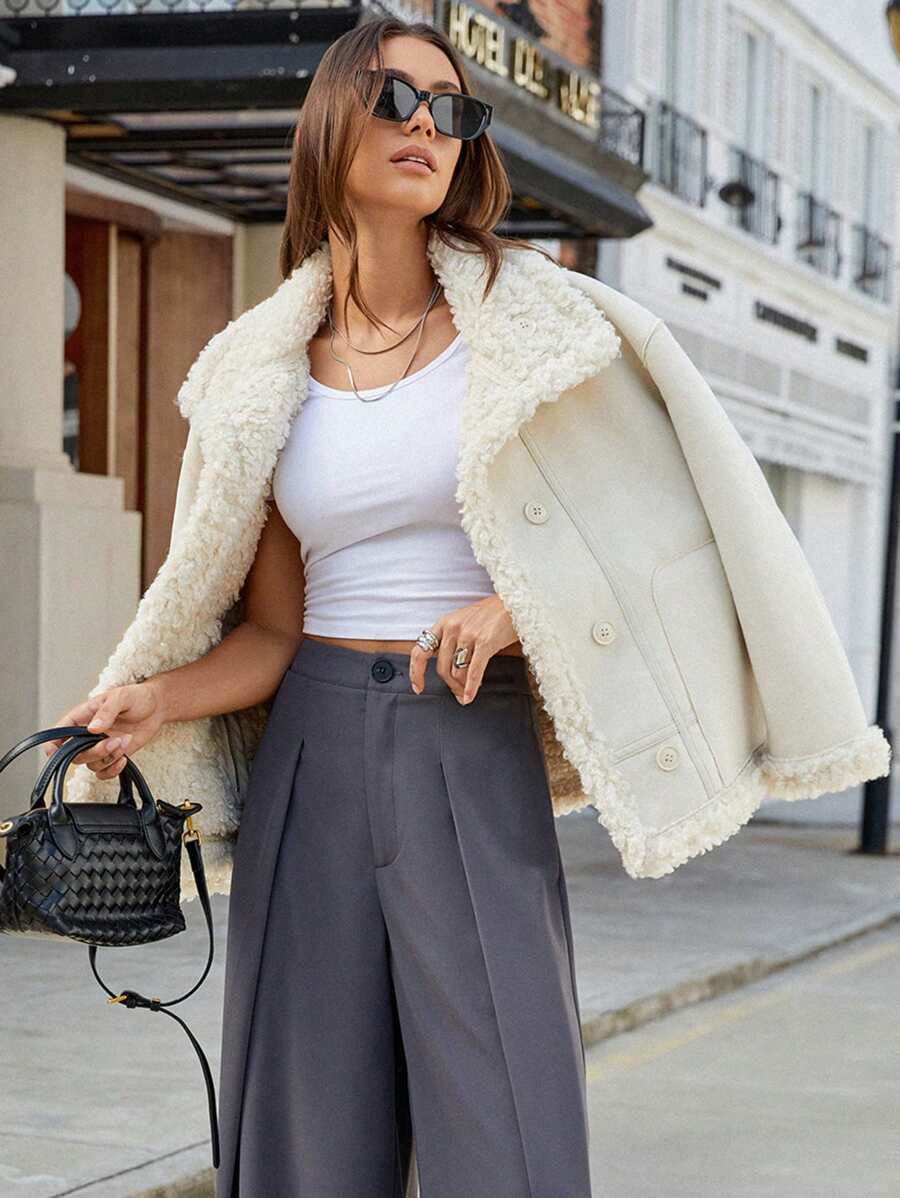 Aveloria Affinna Vintage High-End Double-Faced Sherpa Jacket, Thicken Fleece Padded Women Streetwear, Autumn/Winter Fall Cloth For Women