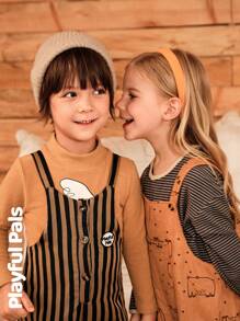 SHEIN 1pc Boys' Striped Jumpsuit,Hooded One-Piece With Embroidery Embellishment,Warm And Comfortable Fabric,Suitable For Layering With Solid T-Shirt - Brown - View 9