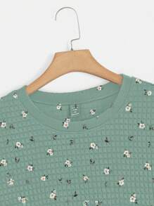 SHEIN LUNE Áo nỉ dệt kim tay dài họa tiết hoa cỡ lớn, giản dị tối giản, dành cho mùa thu/đông - Nhiều màu - Xem 7