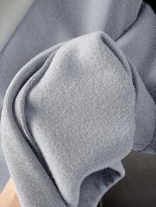 SHEIN Sudadera holgada, cómoda y versátil con estampado gráfico y parches de colores contrastantes para adolescentes - Gris - Ver 7