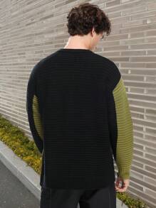 Manfinity VCAY Suéter de punto de manga larga con estilo informal para hombre