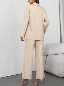 SHEIN Clasi بدلة نسائية كاجوال من بلوفر بأكمام طويلة وسراويل بخطوط متباينة ، مناسبة للخريف والشتاء