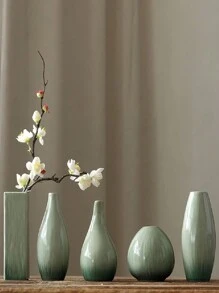 SHEIN 极简主义陶瓷花瓶套装 - 北欧风格餐桌中心装饰，适用于餐厅和水培植物 | 防水圣诞礼物，带节日装饰（可用洗碗机清洗的家居装饰） - 綠色 - 查看 1