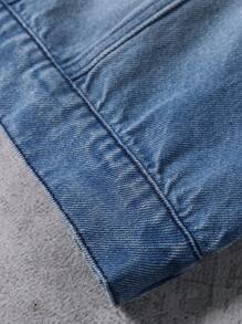 Manfinity EMRG Men's Light Blue Washed Casual Loose Denim Jacket - Light Wash - View 7