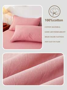 1 pezzo Federa per cuscino decorativa per studenti di scuola e dormitorio, in tessuto rosa intrecciato traspirante e anti-pilling, adatta per tutte le stagioni, misura singolo/matrimoniale/queen/king - Rosa - Visualizzare 4