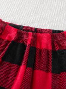 2pcs/Set Girls Plaid Fleece Pajama Set With Long Pants And Long Sleeve Top, Casual Sleepwear (2 Sets Sold Separately) - Black - View 6