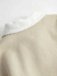 SHEIN BASICS 女士休闲纯色编织领长袖宽松保暖内衬保暖运动衫，日常通勤，温暖舒适，保暖护理 - 杏色 - 查看 10